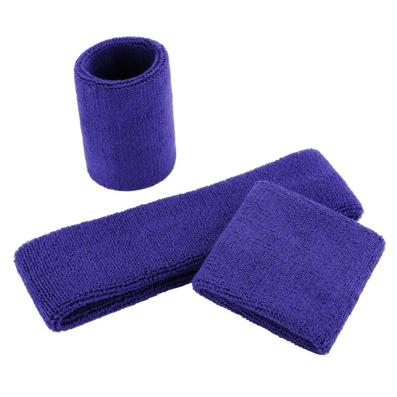 ONUPGO Purple Sweatband Set Sports Headband Wrist Striped Sweatbands Terry Cloth Wristband Athletic Exercise Basketball Wrist Sweatband and Headbands Moisture Wicking Sweat Absorbing Head Band - Image 2